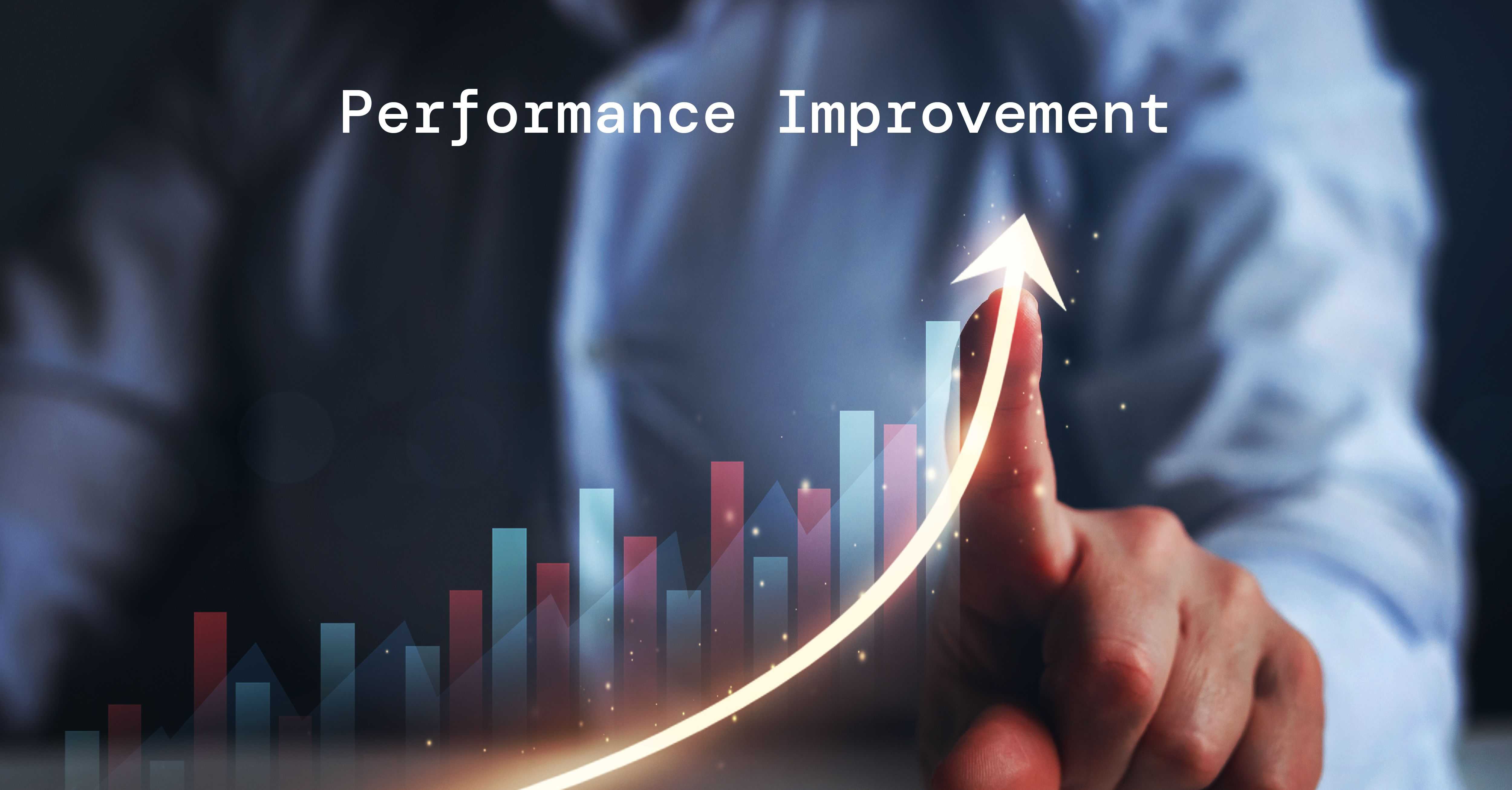 Visual showing a finger touching a graph with an upward arrow