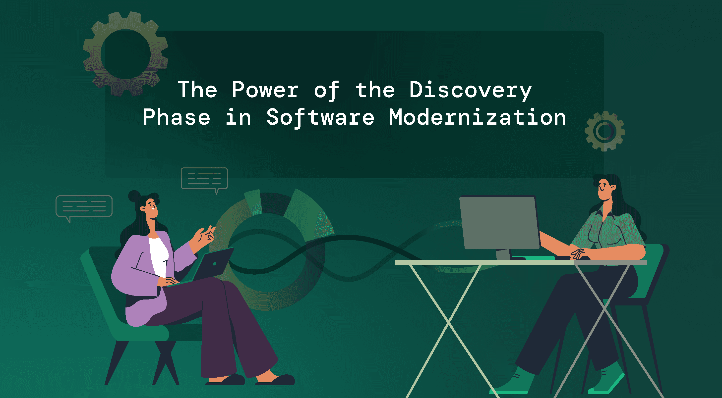 Two women sitting across a table engaged in discussion.