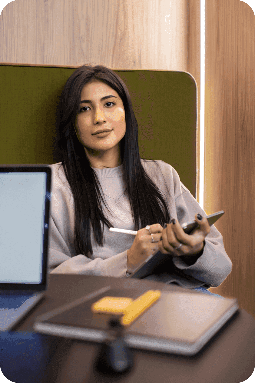 Girl working at office